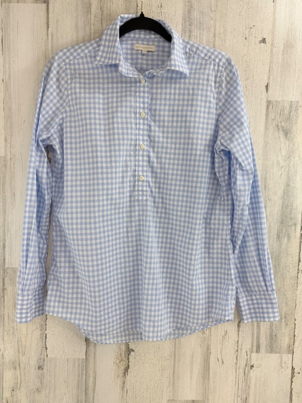 Ann Mashburn Shirt M Blue Gingham Tomboy Popover